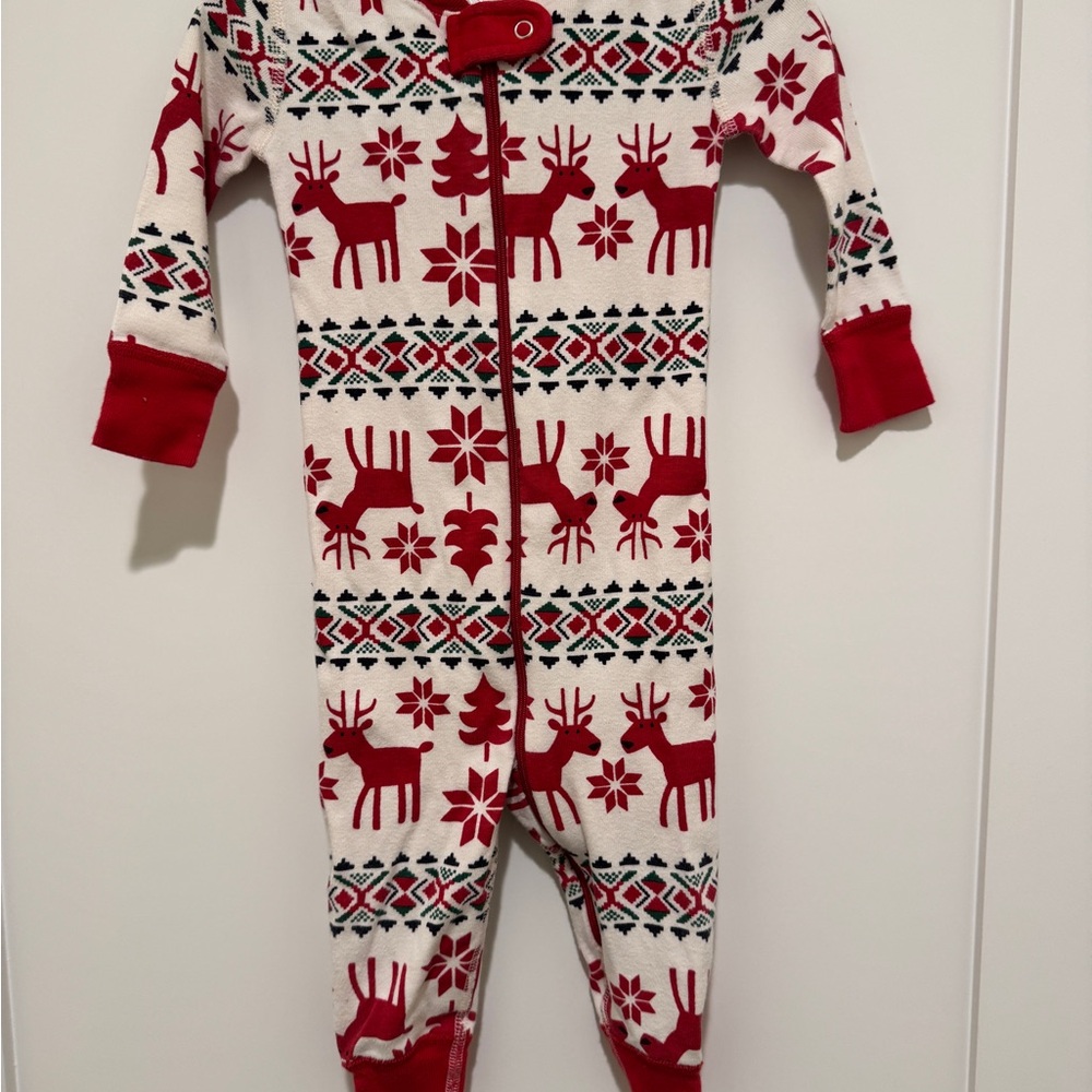 Hanna Andersson Baby Zip Sleeper Christmas Pajamas Dear Deer 12-18 months